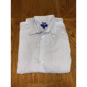Egara Size 2XL Blue Striped Mens Long Sleeve Dress‎ Shirt Business Formal City